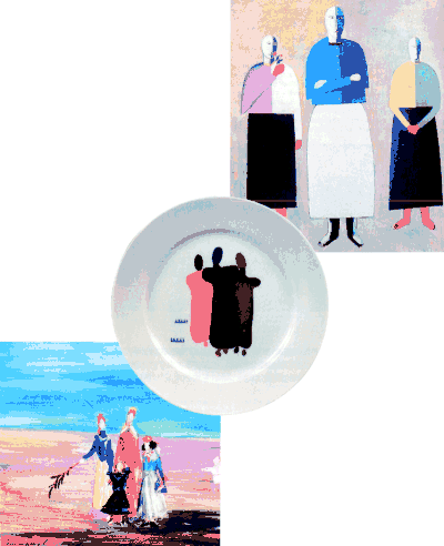 Казимир Малевич. Три девушки. 1928 Николай Суетин. Тарелка с тремя фигурами. Конец 1920-х  Павел Басманов. Прогулка. 1935 