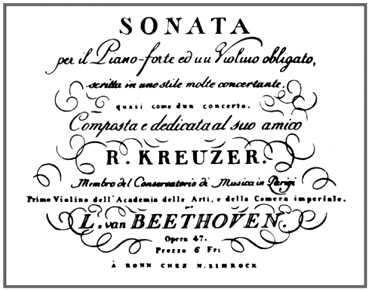 Титульный лист «Крейцеровой» сонаты с посвящением Р. Крейцеру