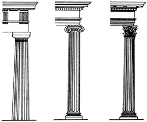 Ордера классической архитектуры: греко-дорический, ионический, коринфский