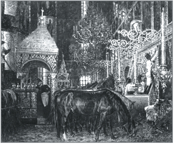 Василий Верещагин. В Успенском соборе. Из серии «1812 год». 1887–1895. Государственный Исторический музей, Москва