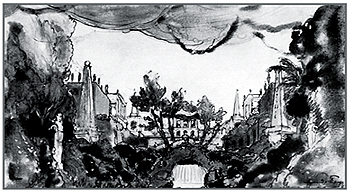 А. Бенуа. Эскиз декорации «Сады Армиды» к балету «Павильон Армиды». 1907