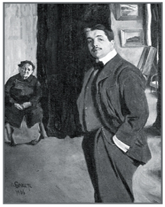 Л. Бакст. Портрет С. Дягилева с няней. 1906 